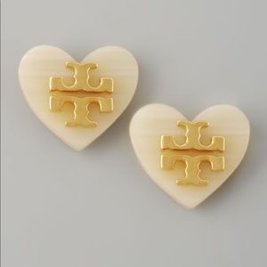Tory Burch Logo Heart Stud Earrings